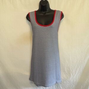 D-163 Shades of Grey PLUS SIZE XXL Black & White Stripe Red Trim Tank Top